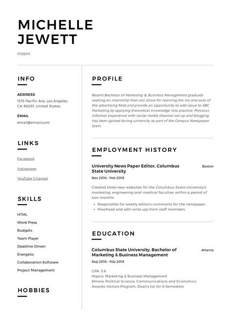 Internship resume template. Things To Know About Internship resume template. 
